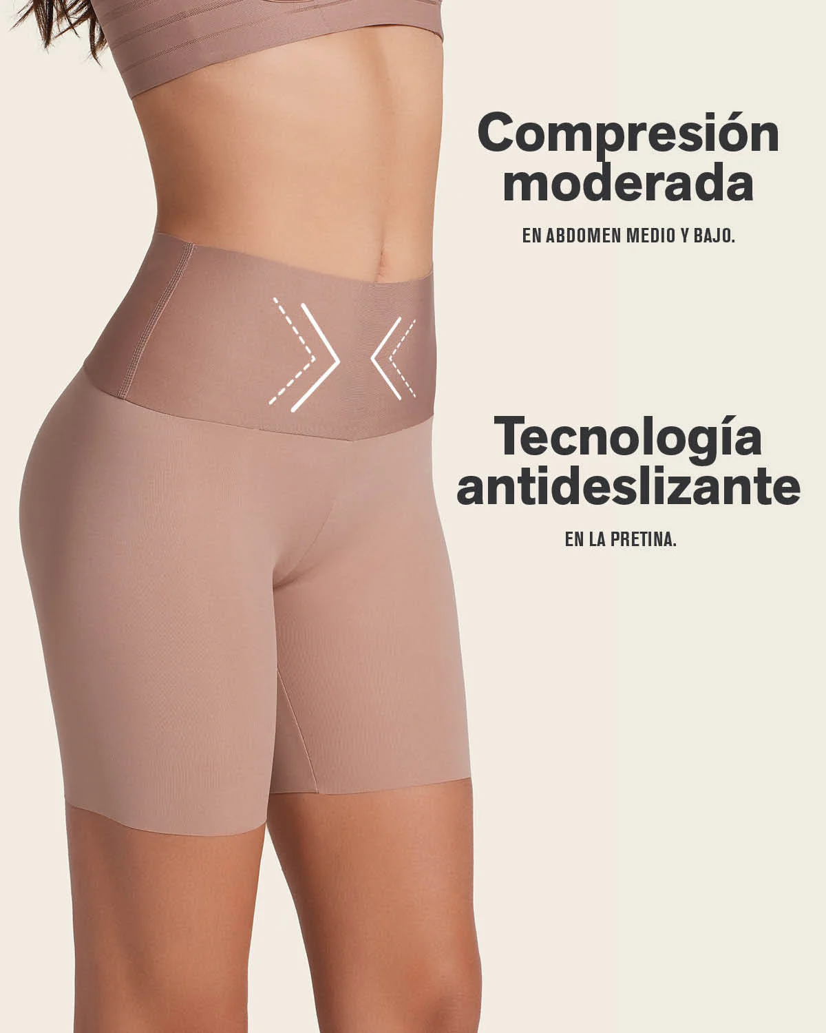 Short de control moderado aspecto invisible con faj贸n antideslizante - Imagen 6