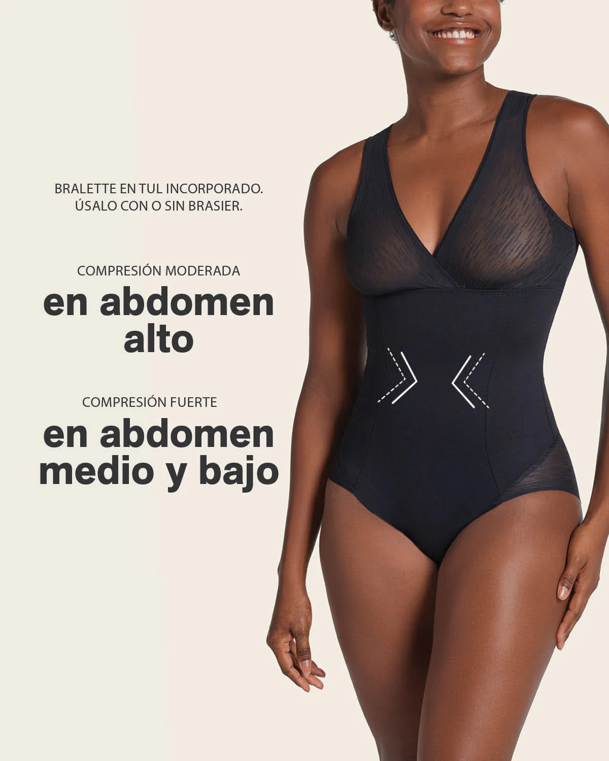 Faja tipo body de control de abdomen, bralette incorporado - Imagen 5