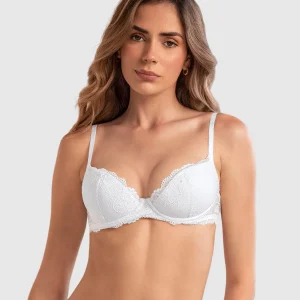 Brasier media copa con detalles de encaje en escote y espalda