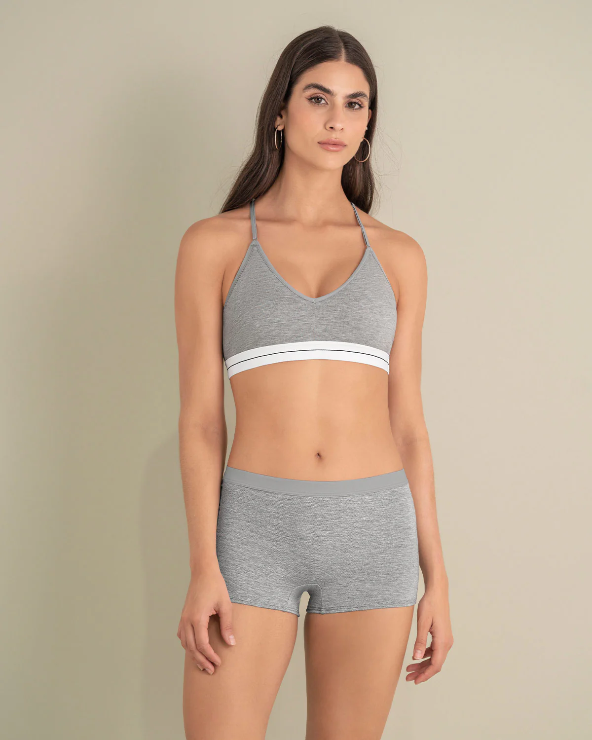 B贸xer en algod贸n jaspe tiro medio - Imagen 3