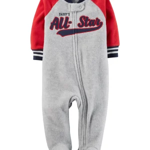 Enterito CARTERS Heathered Fleece Zip-Up Sleep & Play Micropolar