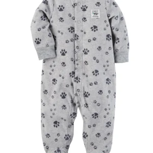Enterito CARTERS Paw Print Snap-Up Fleece Sleep & Play Micropolar