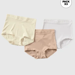 Paquete x 3 calzones clásicos con toques de encaje