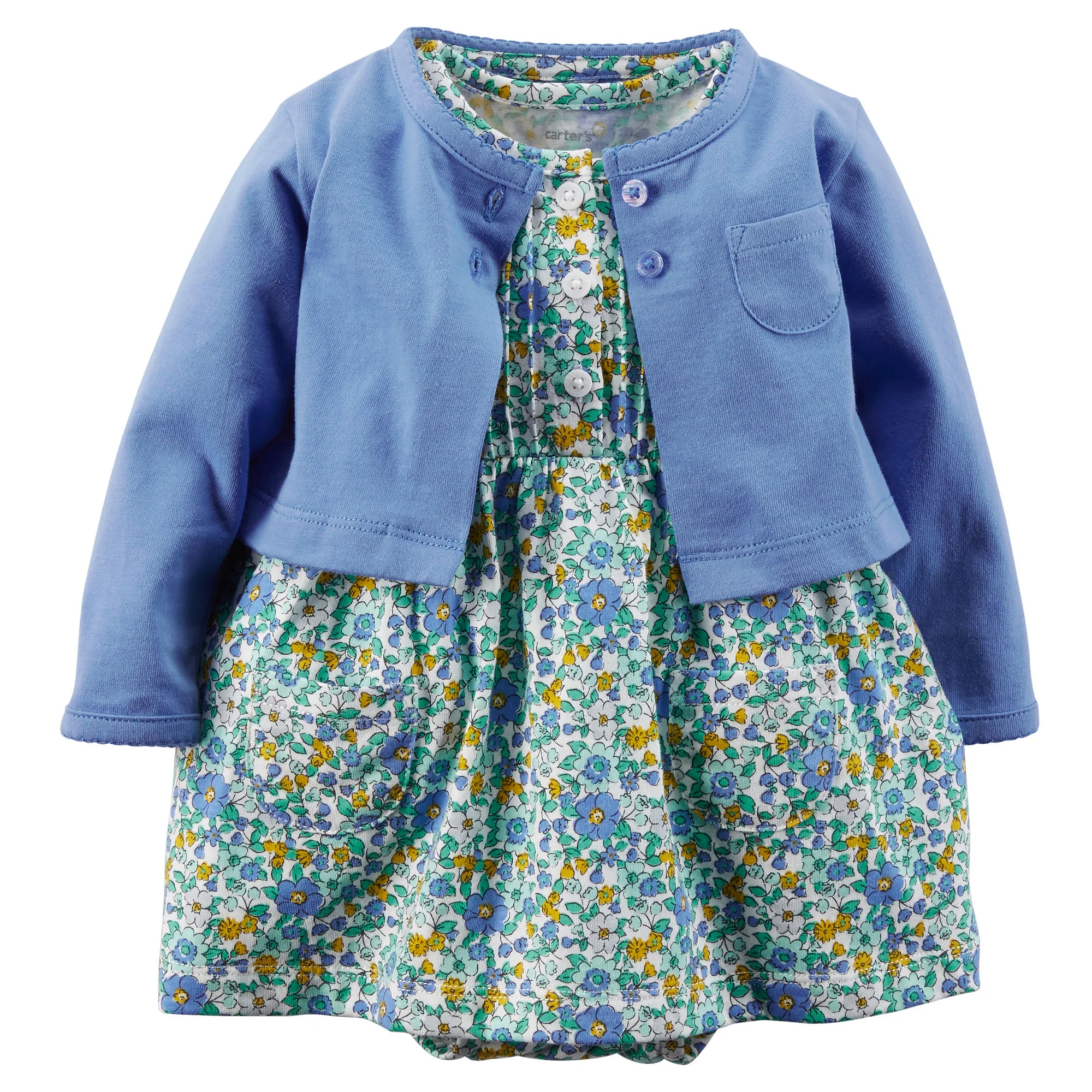 Vestido Carters 2-Piece Bodysuit Dress & Cardigan Set