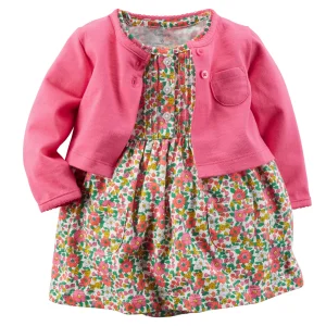 Vestido Carters 2-Piece Bodysuit Dress & Cardigan Set