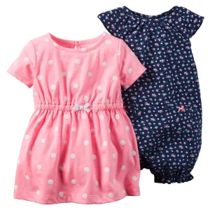 Vestido body Rosa con lunares blancos CARTERS x 1