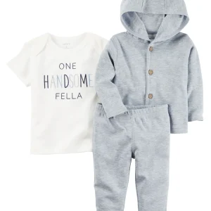 Conjunto CARTERS 3-Piece Heathered Little Cardigan Set