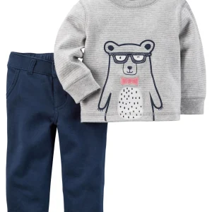 Conjunto CARTERS 2-Piece Bear Jersey Top & French Terry Pant Set