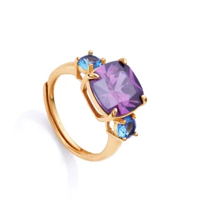 Anillo Plata De Ley Baño Oro Circ Sra Jewels