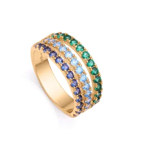 Anillo Plata De Ley Baño Oro Circ Sra Jewels