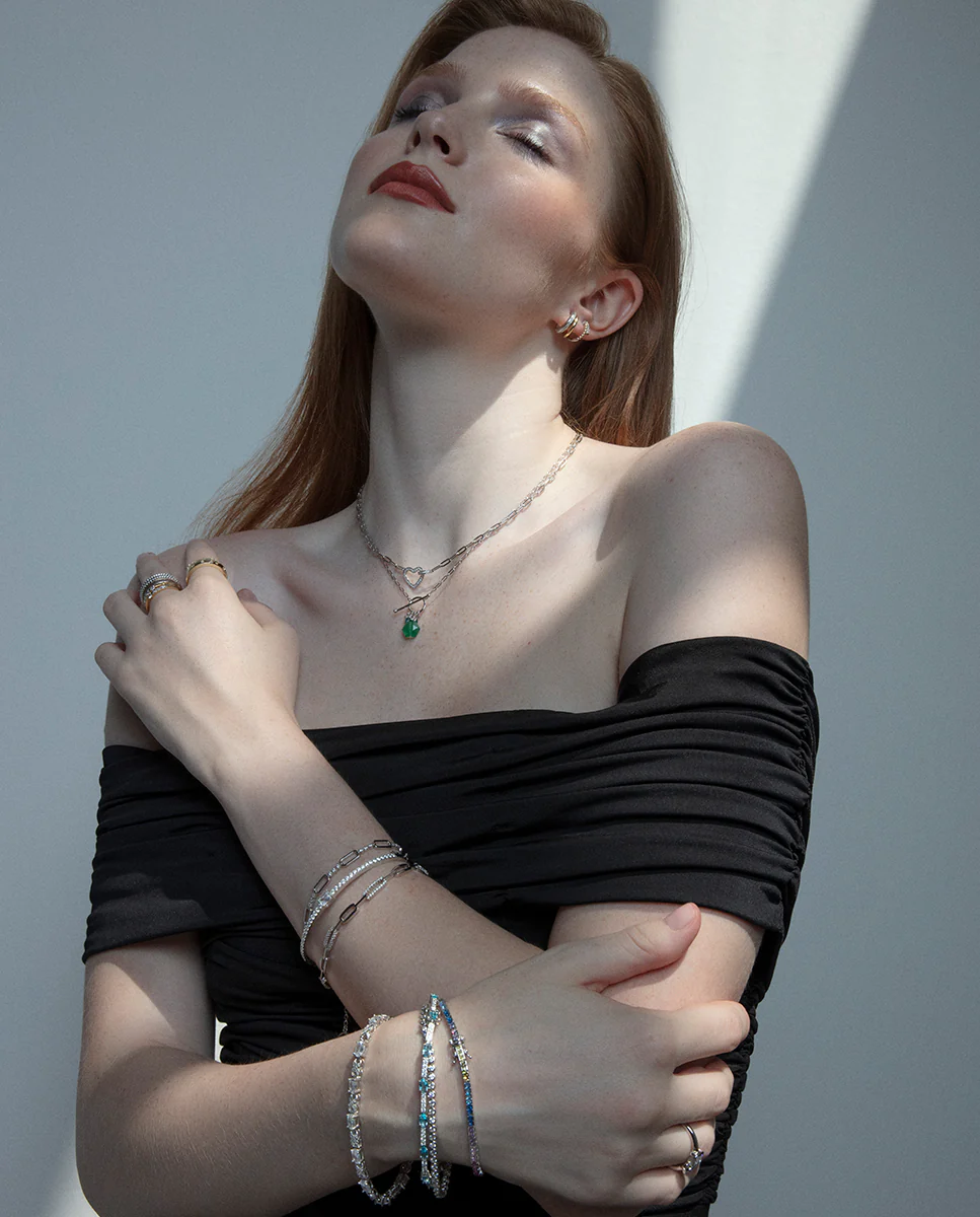 Collar Plata De Ley Baño Rodio Piedras Nat Sra - Imagen 3