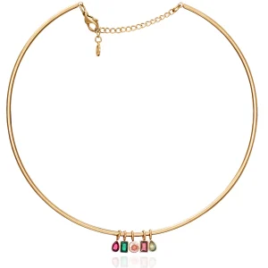 Collar Acero Ip Dorado Y Cristal Sra Fn