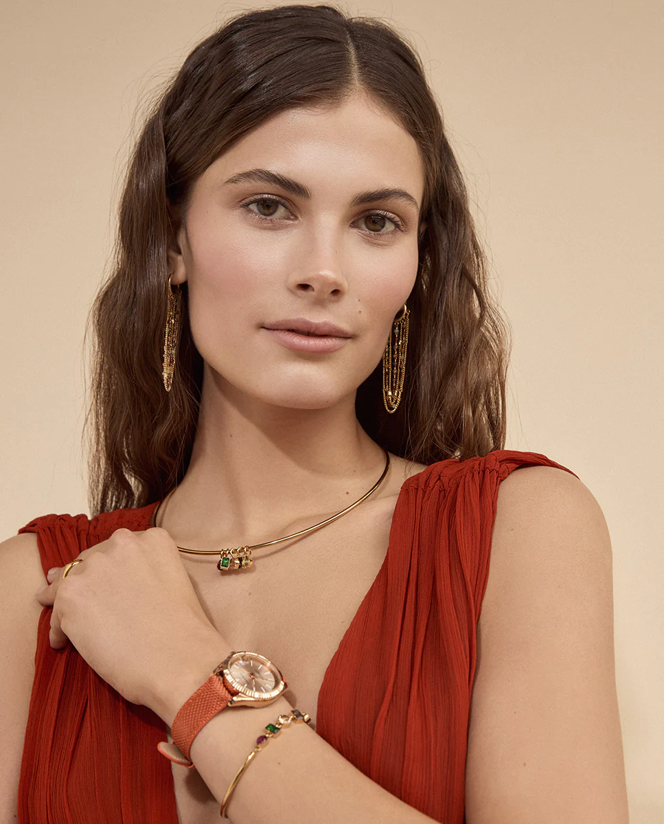 Collar Acero Ip Dorado Y Cristal Sra Fn - Imagen 3