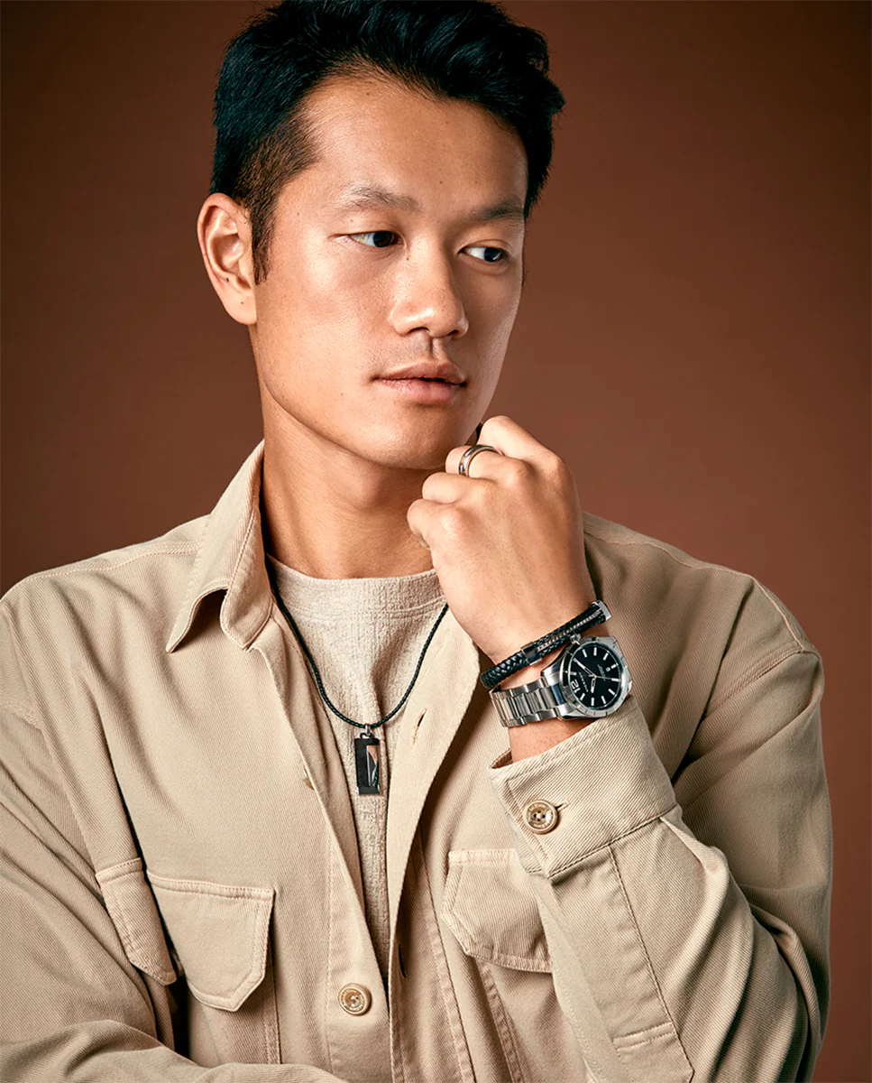 Collar Cuero Negro Acero Placa Ip Sr Fn - Imagen 3