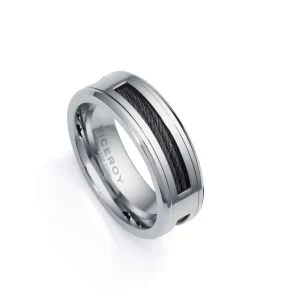 Anillo Acero Y Cable Ip Negro Sr Fn