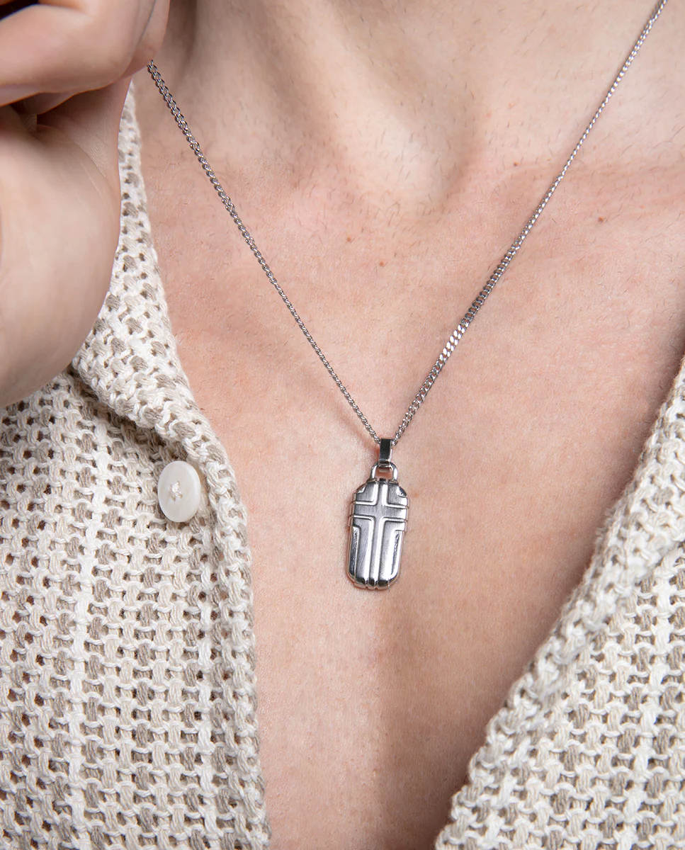 Collar Acero Placa Cruz Sr Fn - Imagen 3