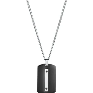 Collar Acero E Ip Negro Placa Sr Fn