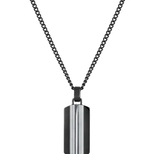 Collar Acero E Ip Negro Placa Sr Fn