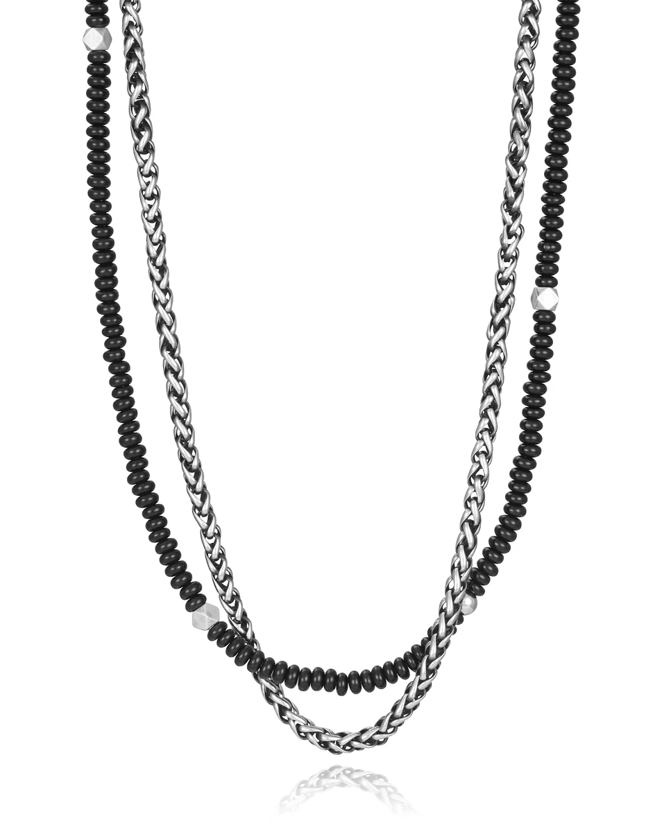 Collar Acero Ip Y Piedras Naturales Sr Fn