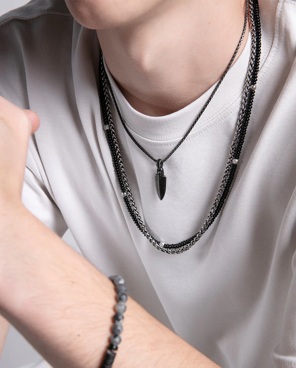 Collar Acero Ip Y Piedras Naturales Sr Fn - Imagen 4