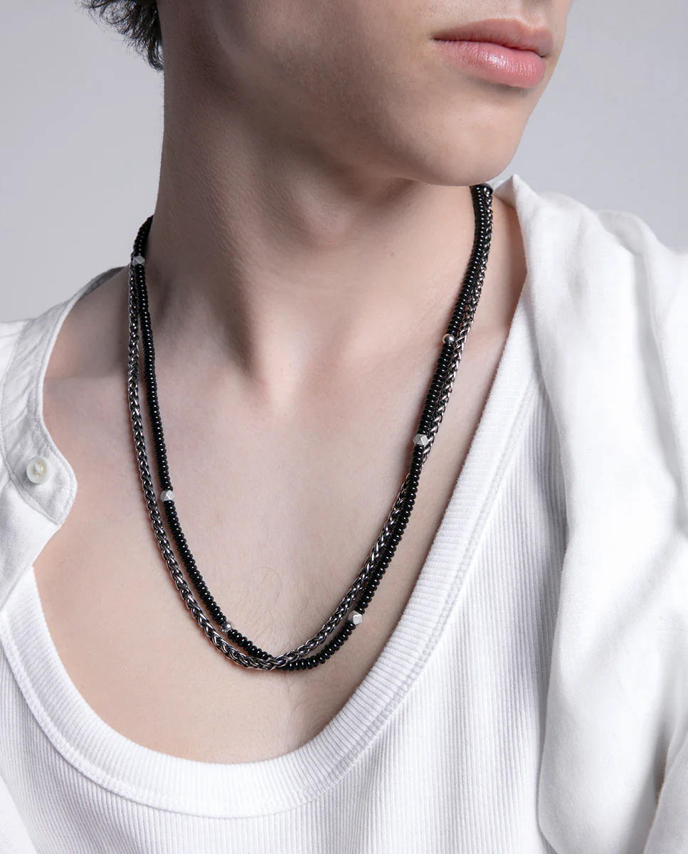 Collar Acero Ip Y Piedras Naturales Sr Fn - Imagen 5