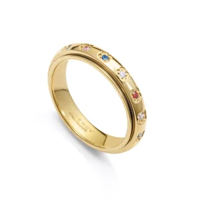 Anillo Acero Ip Dorado Circonitas Sra Fn