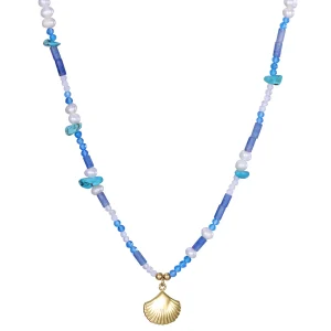 Collar Acero Ip Piedras Y Perlas Nat Sra Fn