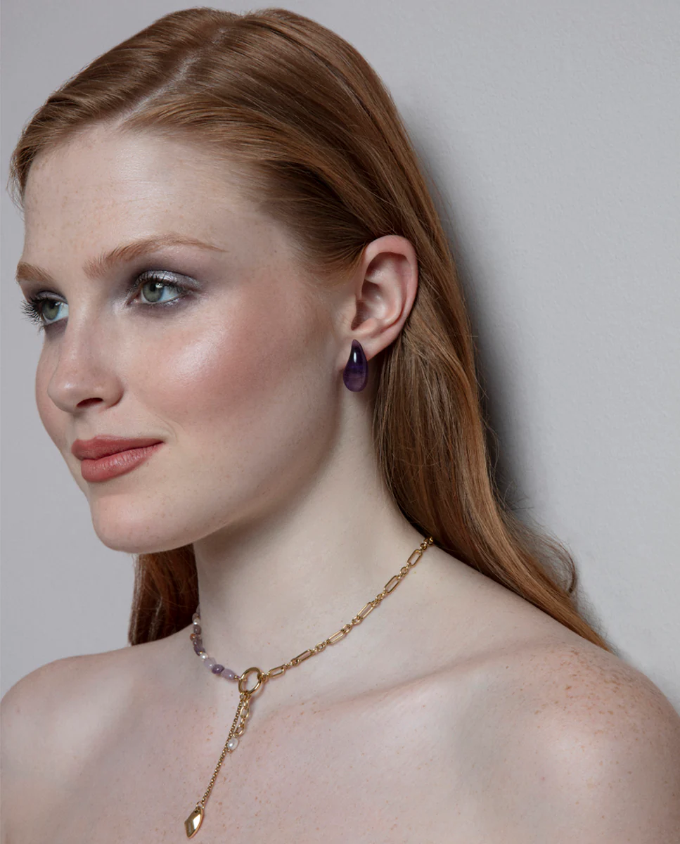 Pend Acero Ip Dorado Piedra Nat Sra Fashion - Imagen 3