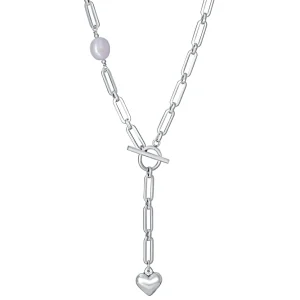 Collar Acero Y Perla Natural Sra Fashion