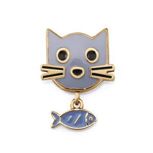 Motivo Acero Ip Dorado Emalte Gato Sra Fn