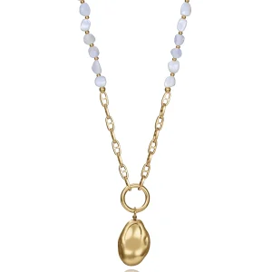 Collar Acero Ip Dorado Y Madre Perla Sra Fsn