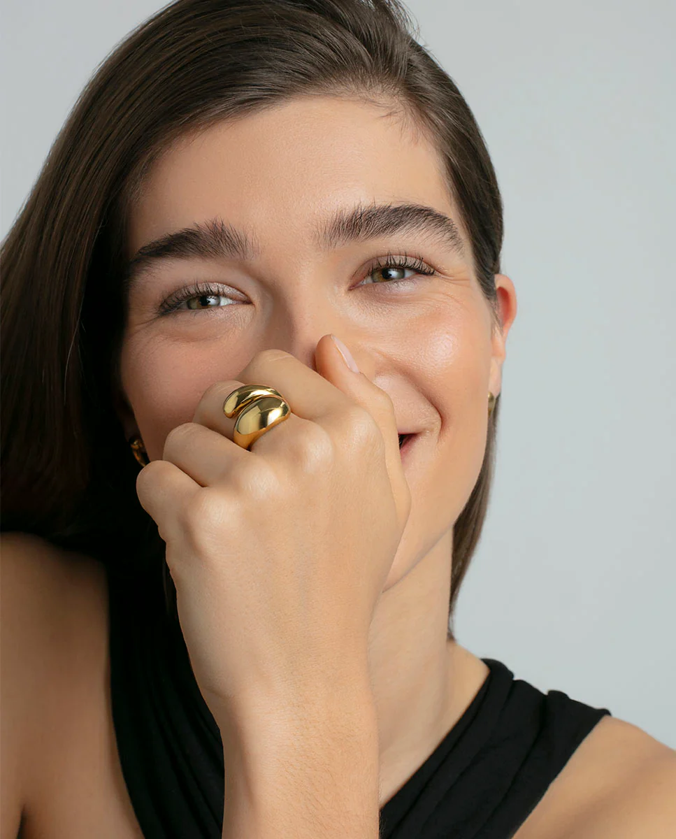 Anillo Acero Ip Doradovolumen Sra Fashion - Imagen 4