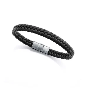 Puls Acero Y Piel Negra Trenzada Sr Fashion