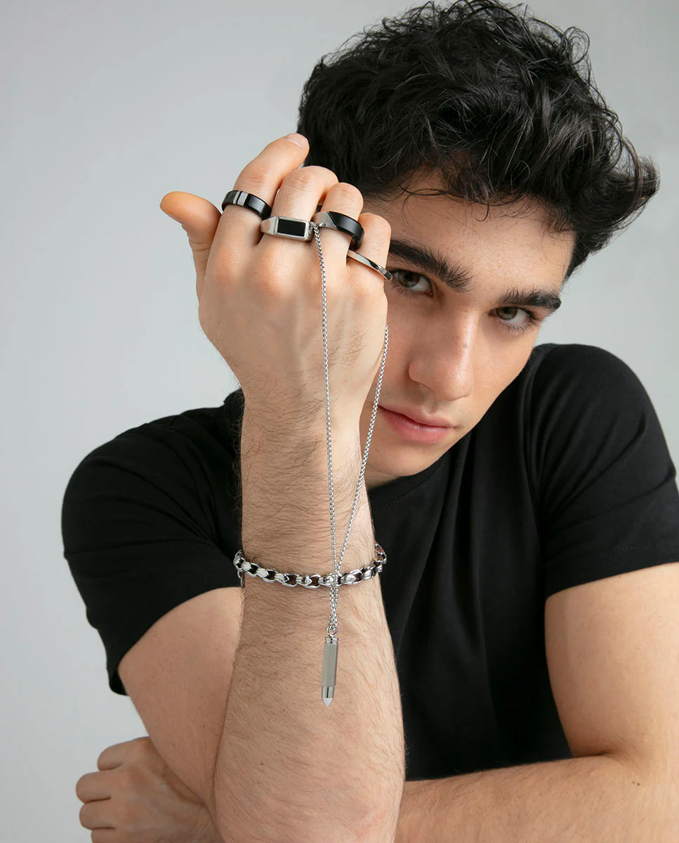 Anillo Acero Sello Agata Negra Sr Fashion - Imagen 4