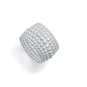 Anillo Acero Chapado Plata Ancho Sra Fashion