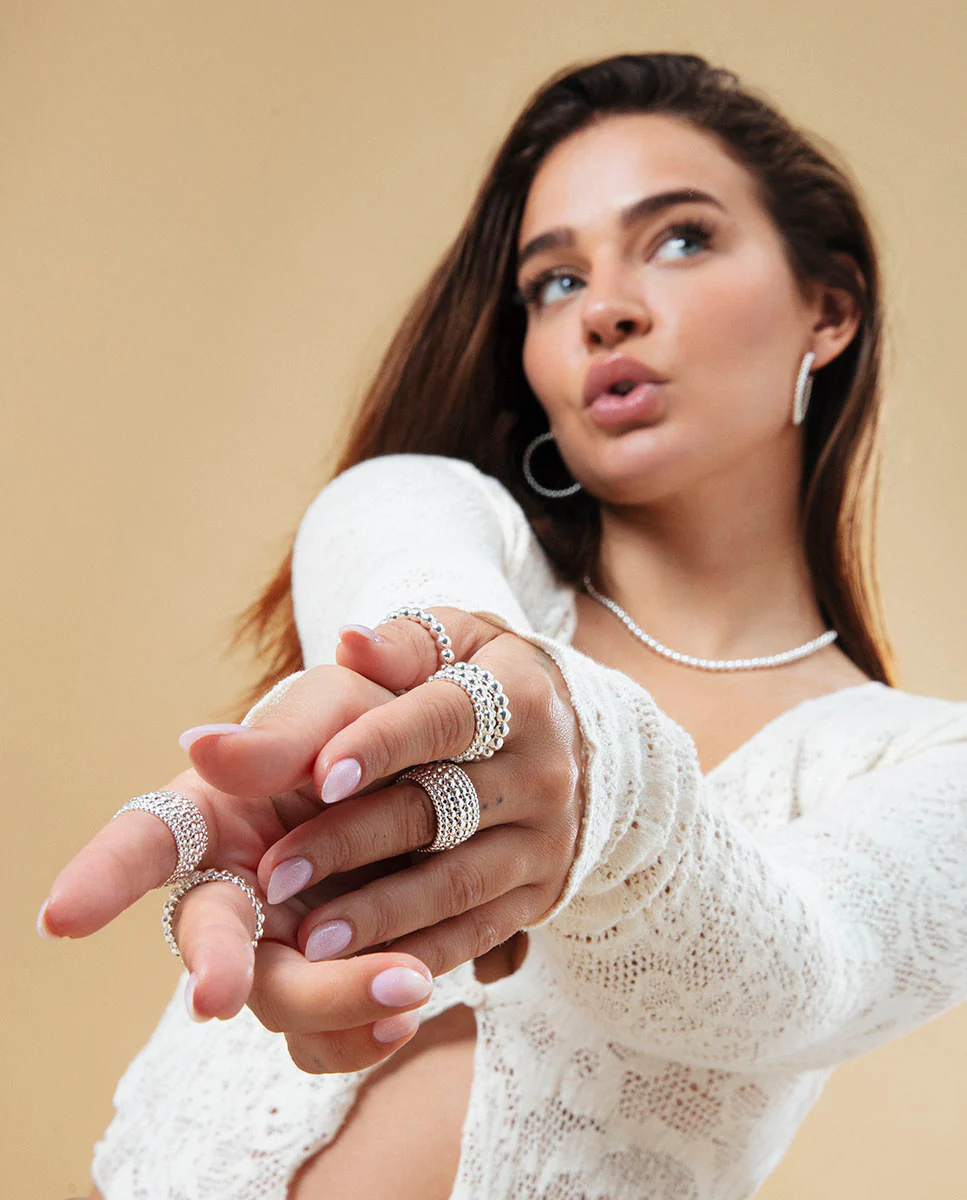 Anillo Acero Chapado Plata Ancho Sra Fashion - Imagen 4