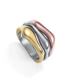 Anillo Acero E Ip Dorado Y Rosa Sra Fashion