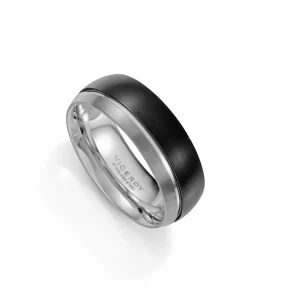 Anillo Acero Ip Negro Y Gris Sr Fashion
