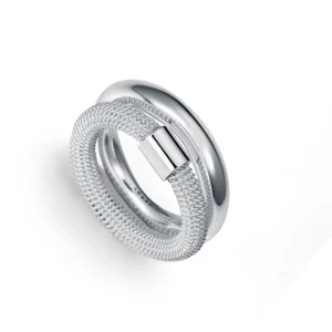 Anillo Acero Chapado Plata Doble Sra Fashion