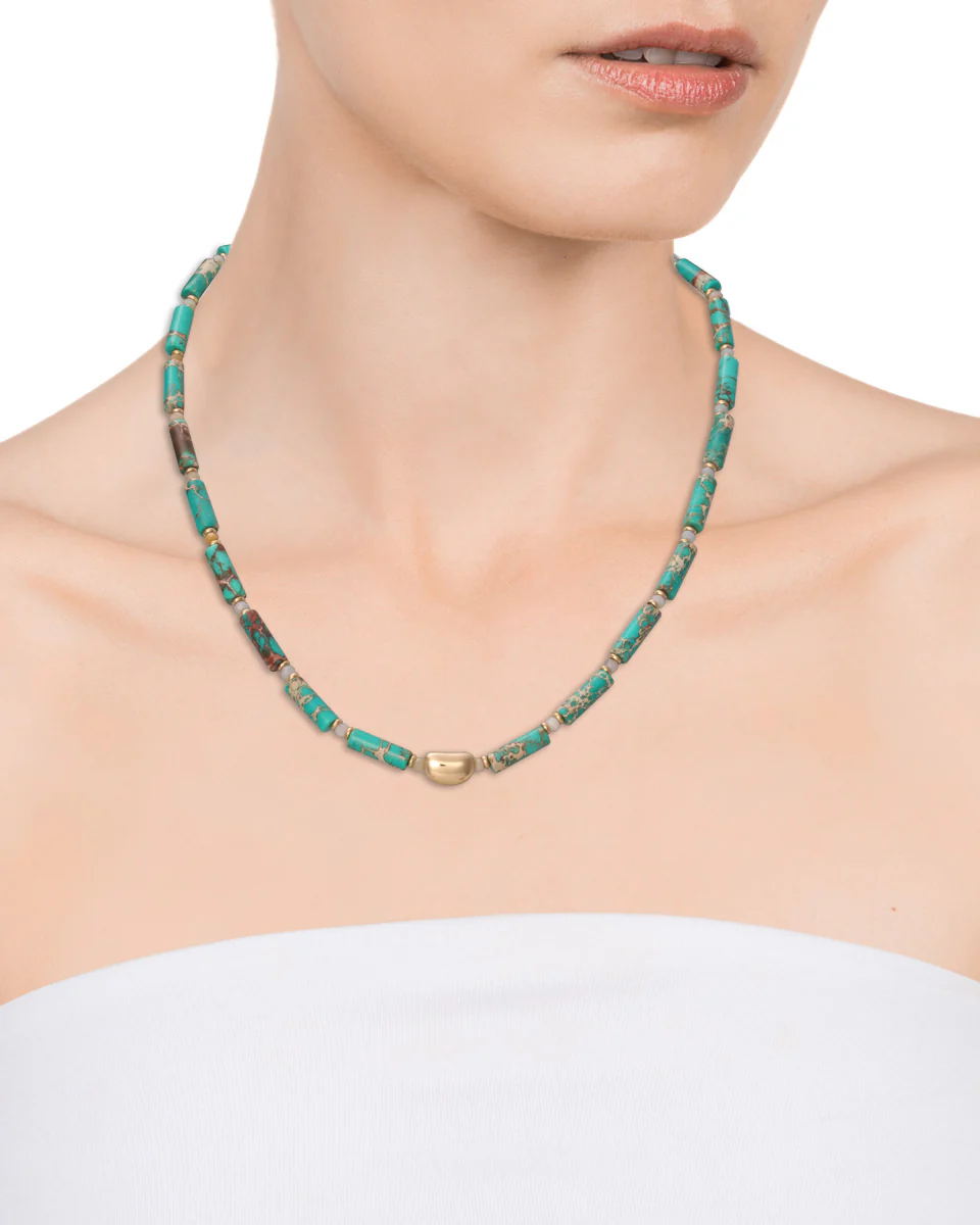 Collar Acero Ip Dorado Piedras Sra Fn - Imagen 3