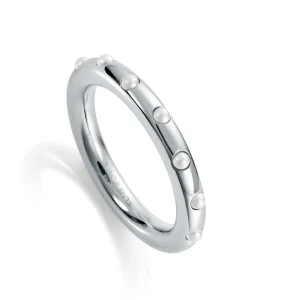 Anillo Acero Redondo Con Mini Perlas Sra Fn