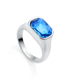 Anillo Acero Cristal Facetado Sra Fn