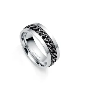 Anillo Acero Cadena Ip Negro Sr Fn