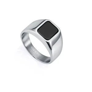 Anillo Acero Piedra Negra Nat Sr Fashion