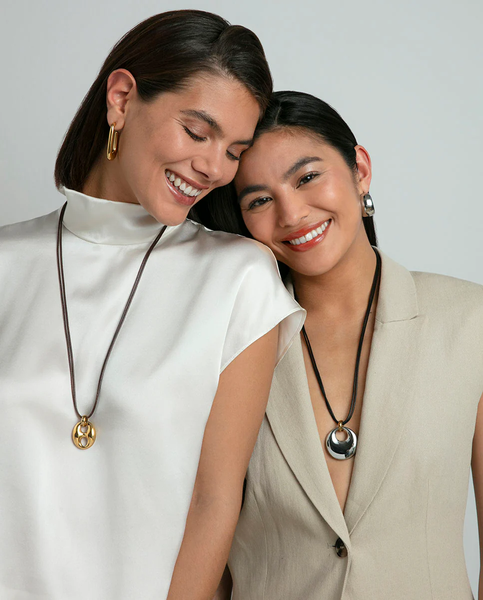 Collar Acero Ip Piel Marron Sra Fashion - Imagen 4