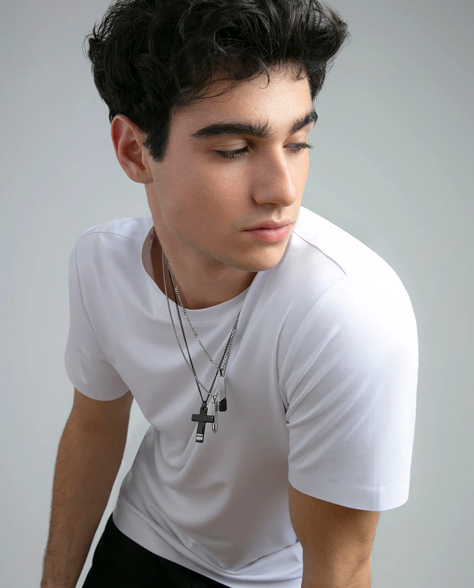 Collar Acero E Ip Negro Placa Sr Fashion - Imagen 4