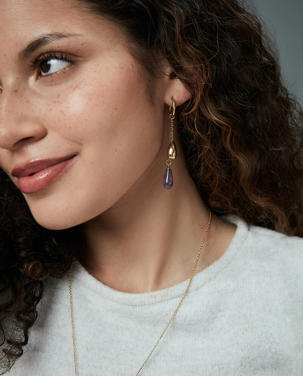 Pend Acero Ip Dorado Piedra Nat Sra Fshn - Imagen 3