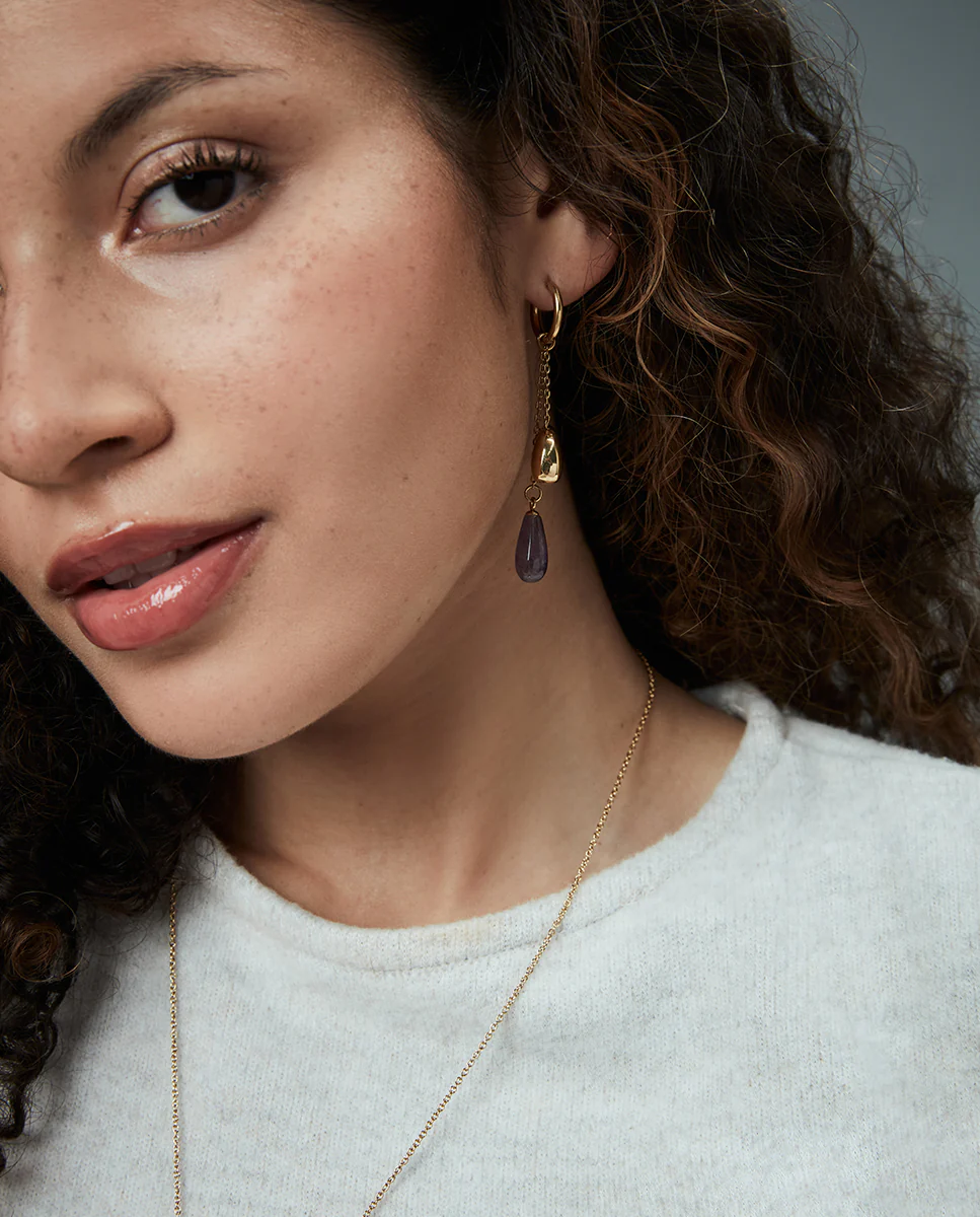 Pend Acero Ip Dorado Piedra Nat Sra Fshn - Imagen 4