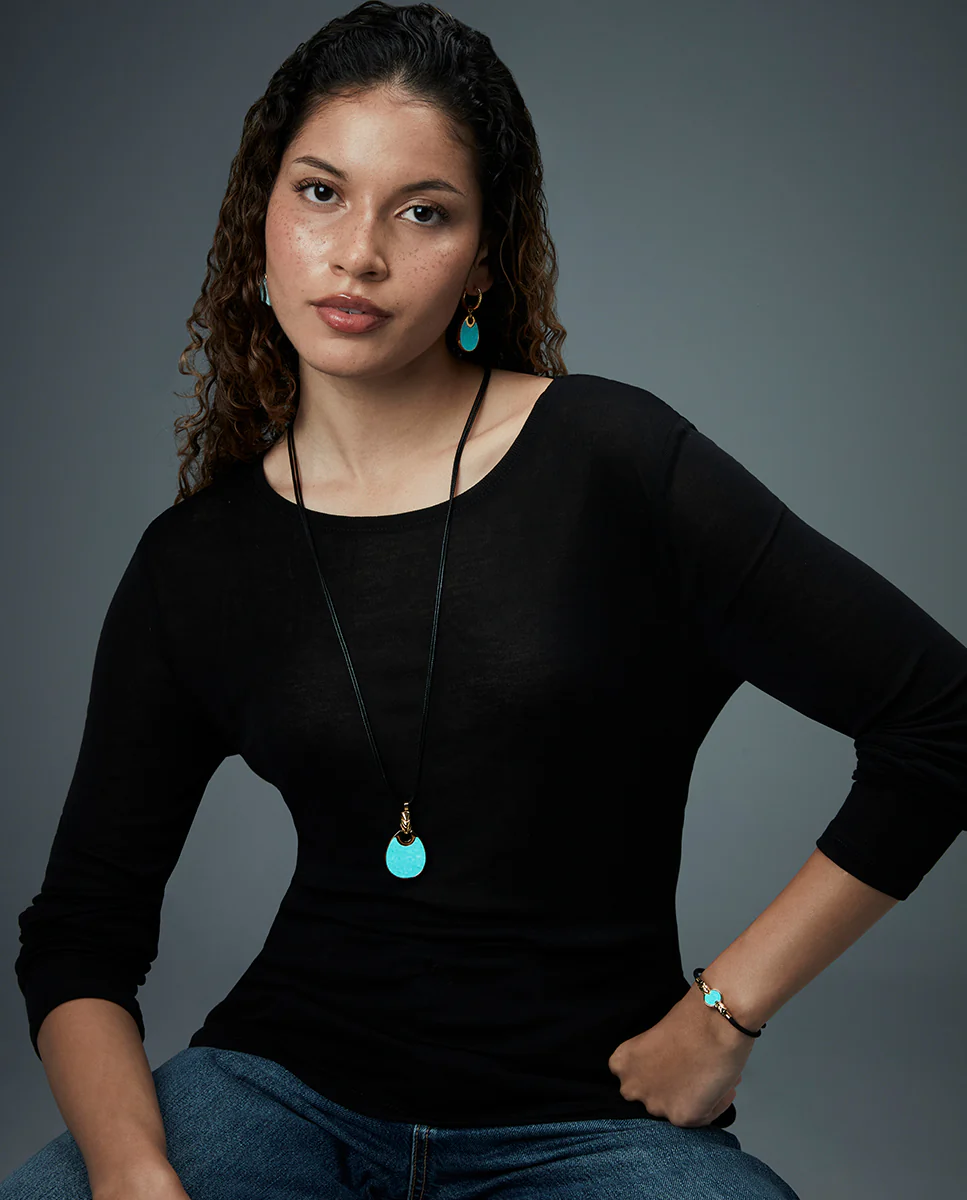 Pend Acero Ip Dorado Piedra Nat Sra Fshn - Imagen 5