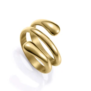 Anillo Acero Ip Dorado Hélice Sra Fashion